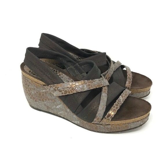 Donald J Pliner Becky Wedge Sandals Brown 8.5 - Picture 1 of 8